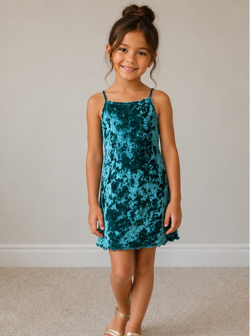 NWT Treasure & Bond Girls XL Teal Crushed Velvet Mini Dress